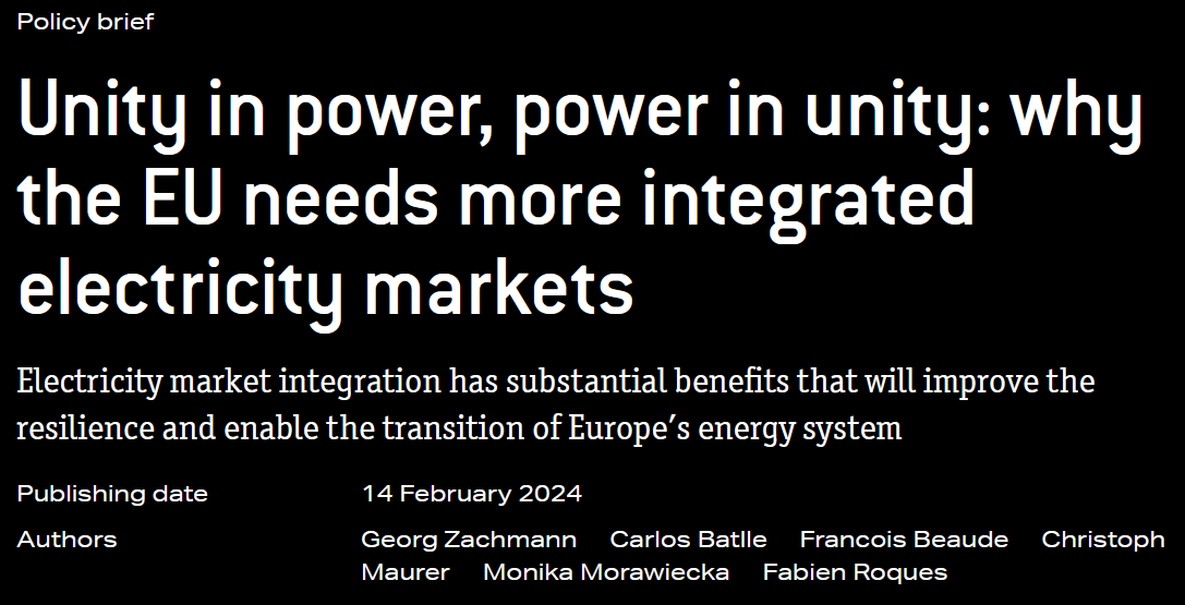 Unity in power, power in unity: why the EU needs more integrated electricity markets