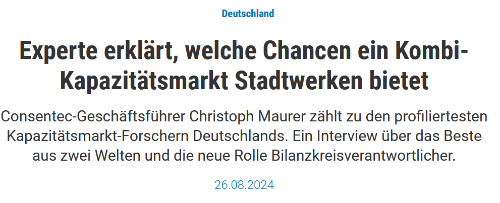 Interview zu den Chancen eines Kombi-Kapazitätsmarkts für Stadtwerke