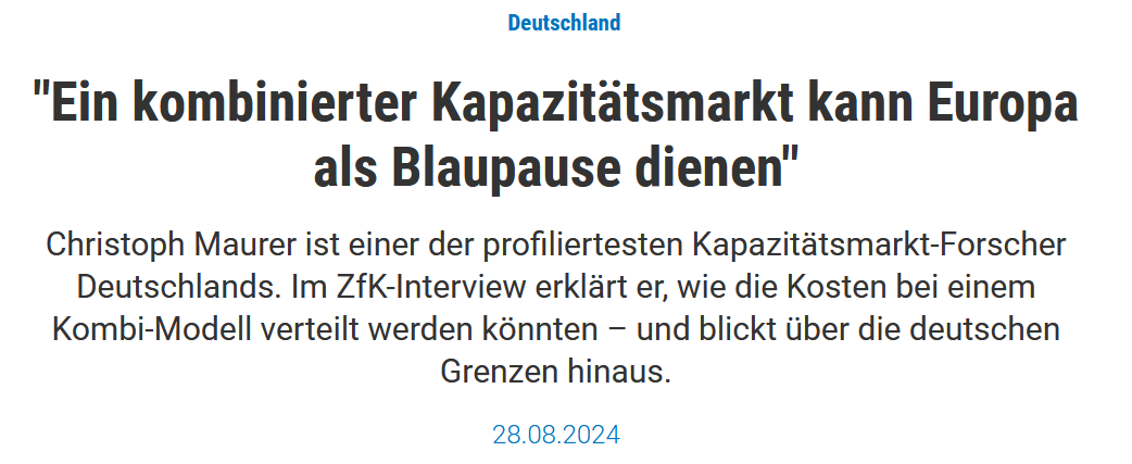 Interview zum kombinierten Kapazitätsmarkt in Europa