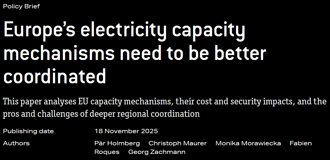 Europe’s electricity capacity mechanisms need to be better coordinated